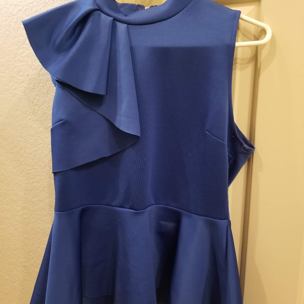 Womens Asymmetric Ruffle Side Peplum Top